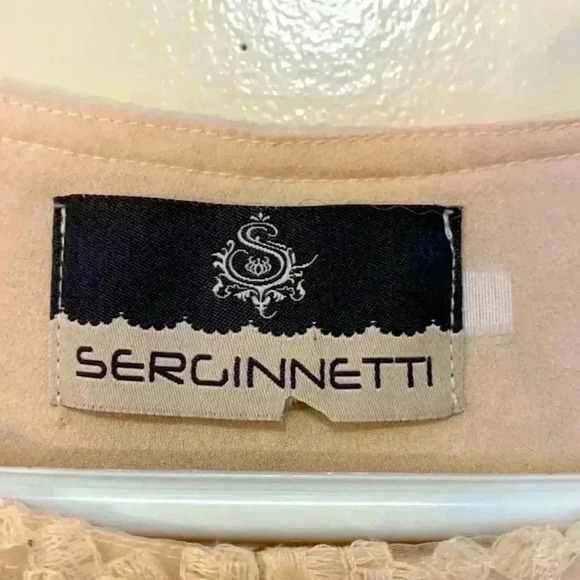 Serginneti pale peach summer tea dress, fully lined w a stiff tulle lace overlay - Picture 5 of 6